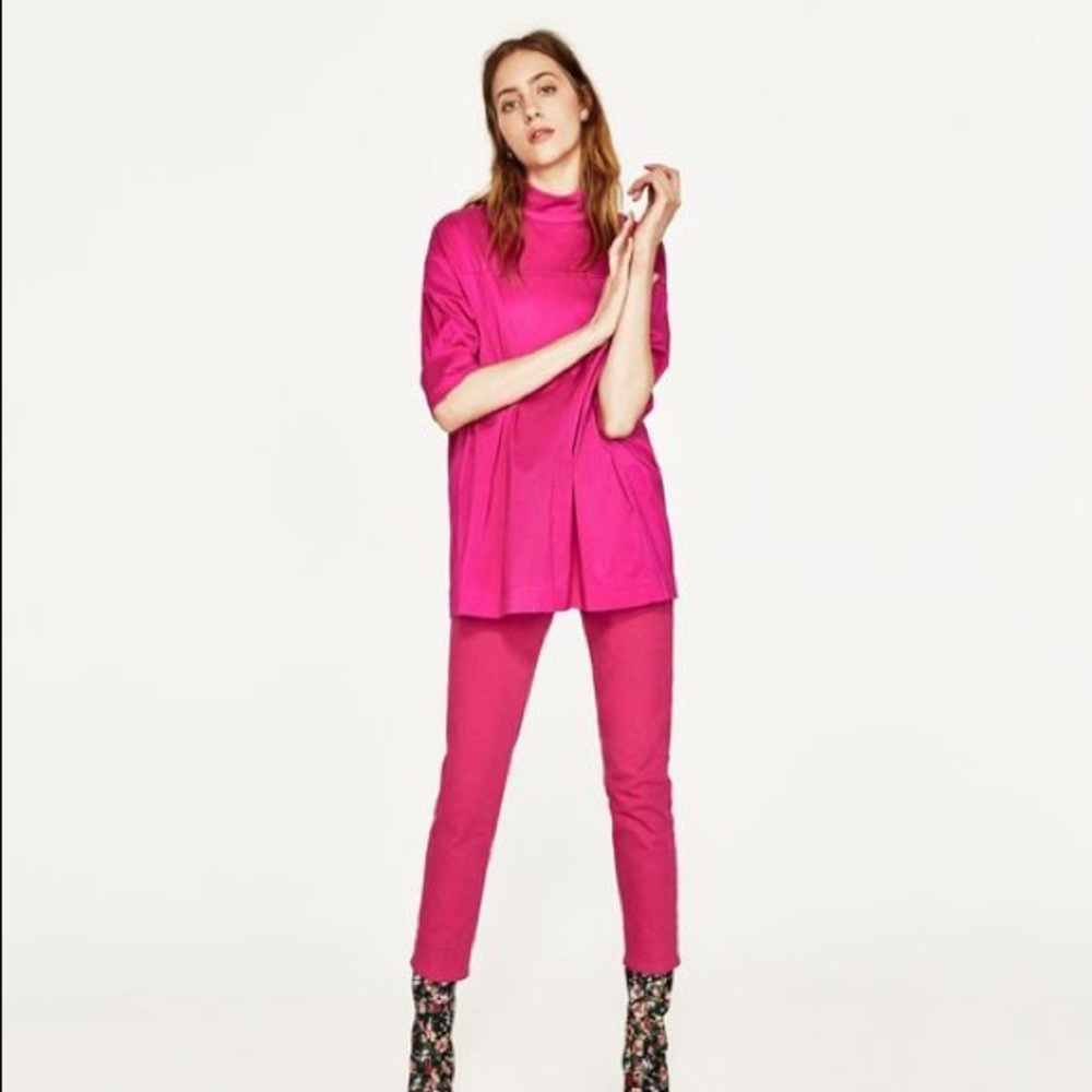 Zara Woman - High Neck Pink Top